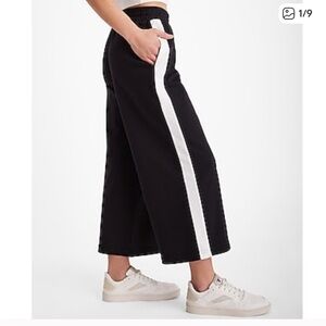 Express Black and White Wide Leg pants with Sporty Stripes
